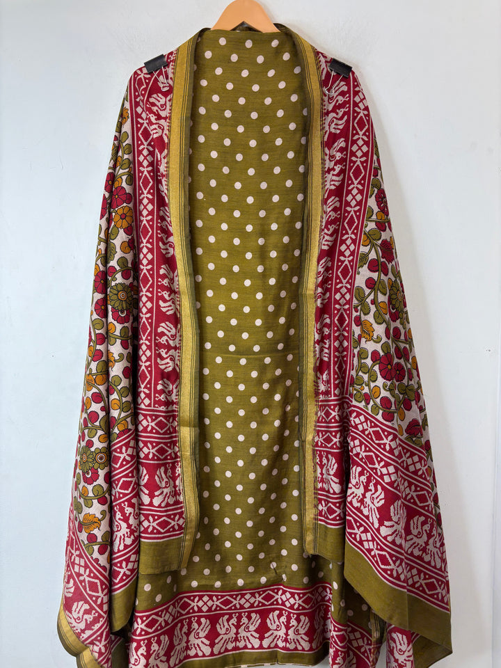 Mahira – Green Maheshwari Polka Dot Suit