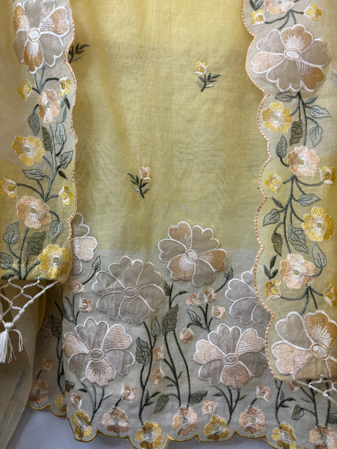 Aanya – Yellow Mul Chanderi Ombre Appliqué Suit