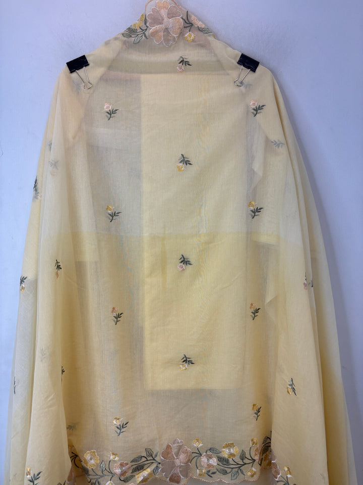 Aanya – Yellow Mul Chanderi Ombre Appliqué Suit