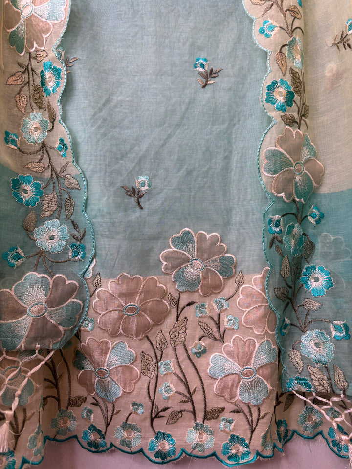Aanya – Green Yellow Mul Chanderi Ombre Appliqué Suit