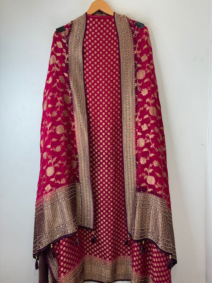 Meher – Pure Khadi Georgette Multi-Gold Suit DBPMN105