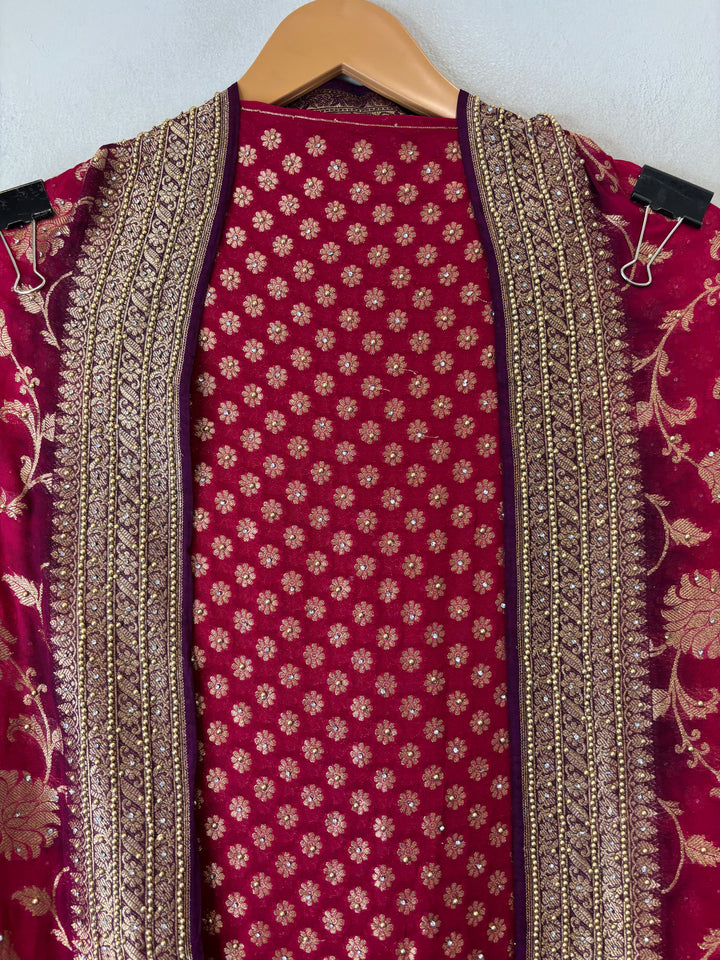Meher – Pure Khadi Georgette Multi-Gold Suit DBPMN105
