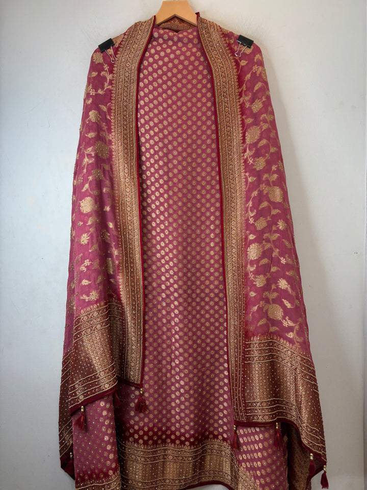 Meher – Pure Khadi Georgette Multi-Gold Suit DBPMN102