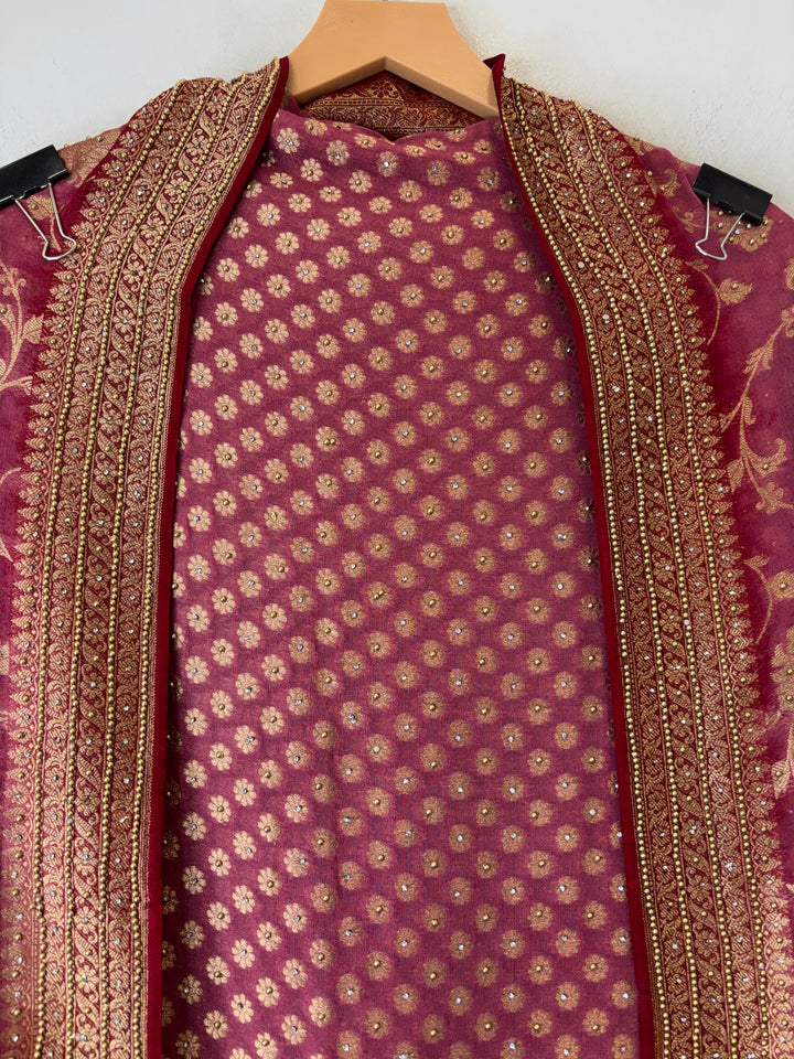 Meher – Pure Khadi Georgette Multi-Gold Suit DBPMN105