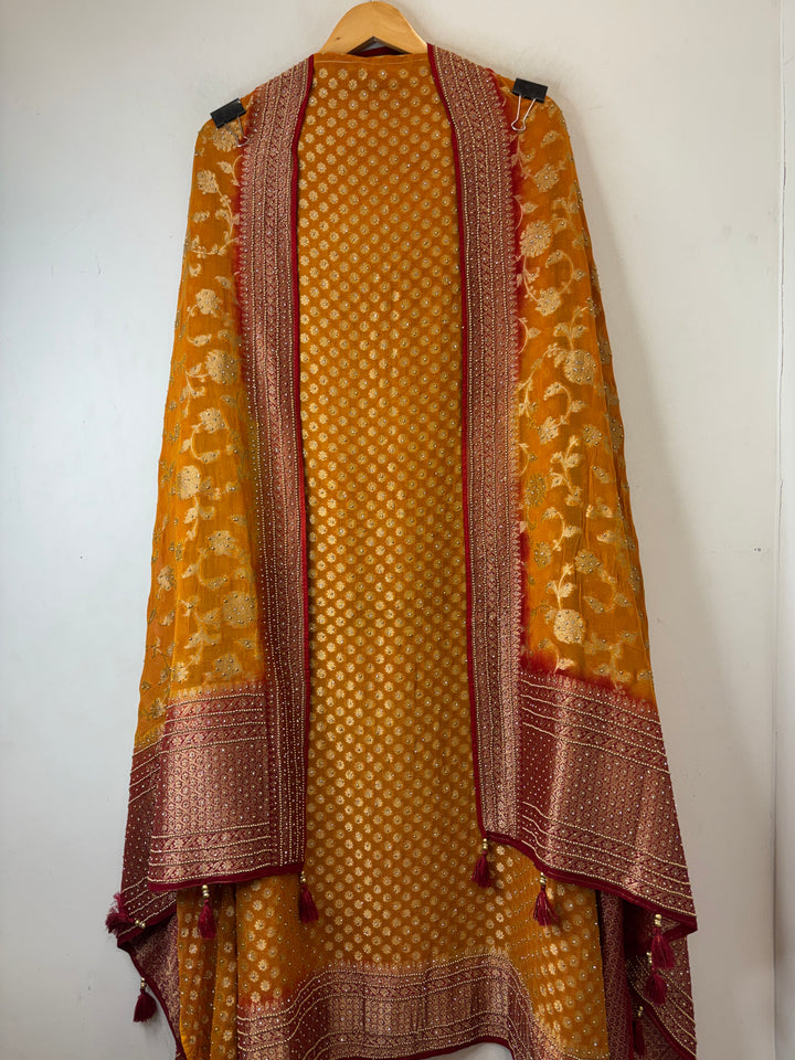 Meher – Pure Khadi Georgette Multi-Gold Suit DBPMN103