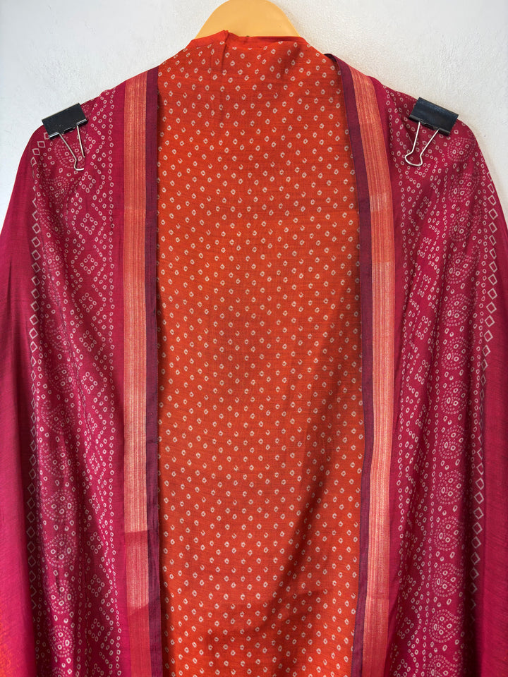 Mahira – Orange Maheshwari Ombre Bandhani Printed Suit