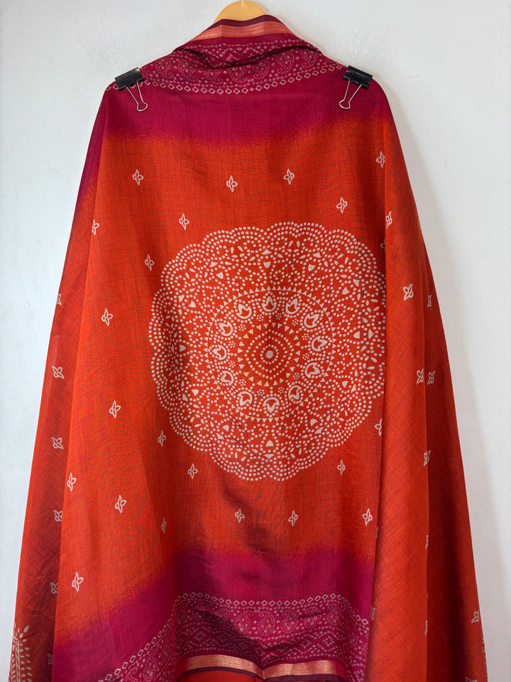 Mahira – Orange Maheshwari Ombre Bandhani Printed Suit