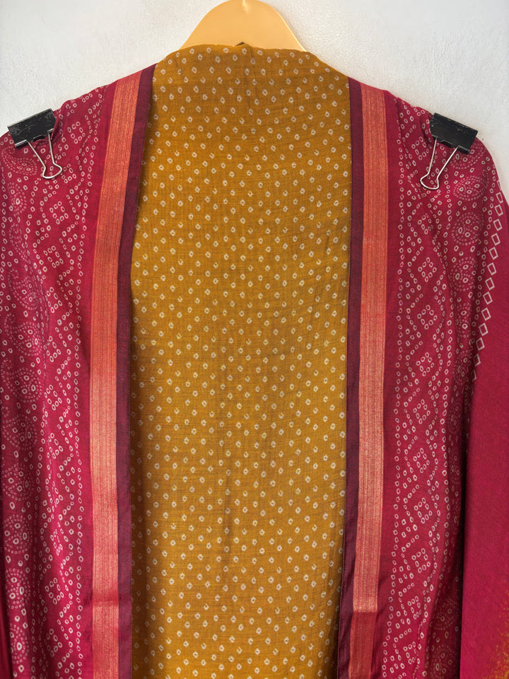 Mahira – Mustard Yellow Maheshwari Ombre Bandhani Printed Suit