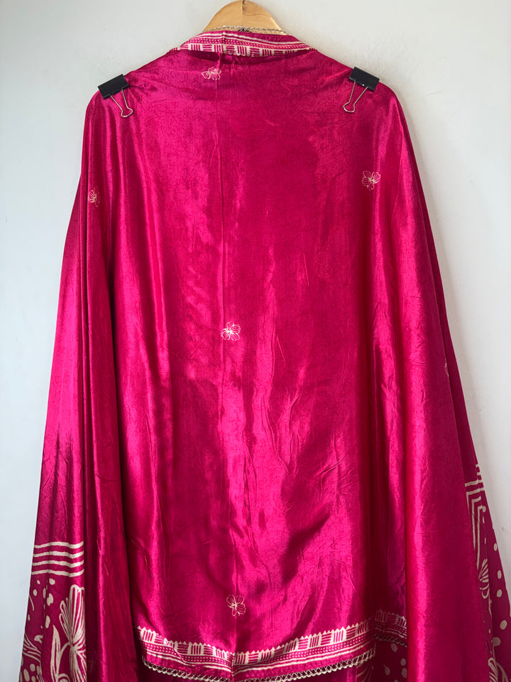 Zaira – Rani Pink Gazi Silk Mirror Foil Print Suit