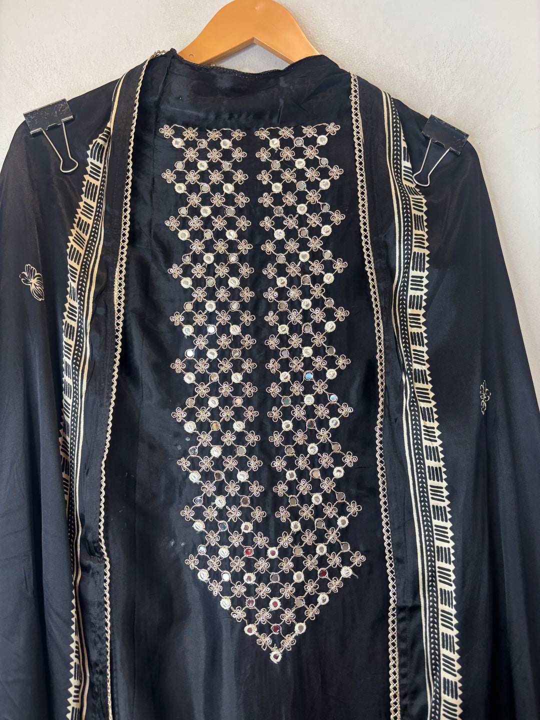 Zaira – Black Gazi Silk Mirror Foil Print Suit