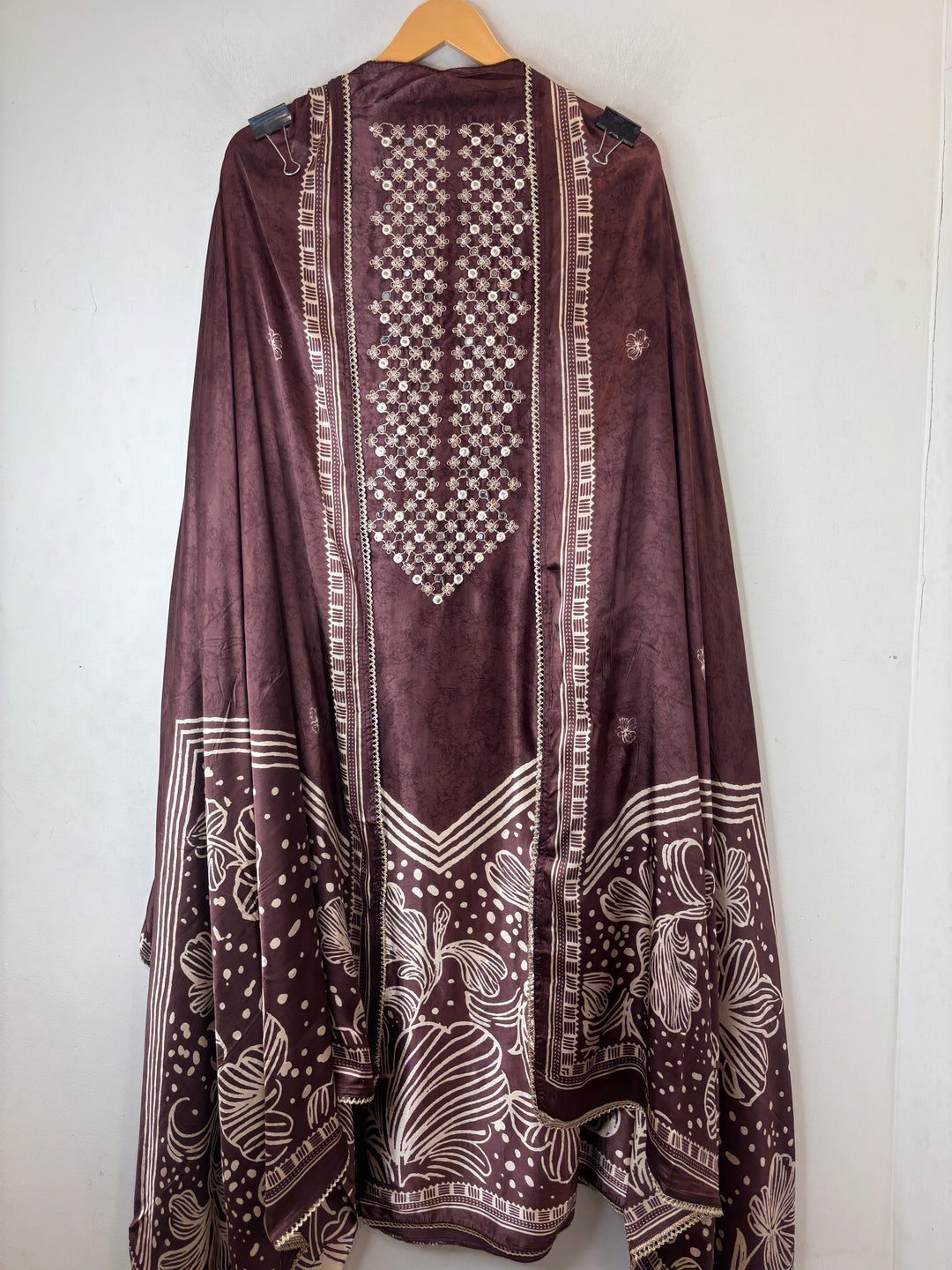 Zaira – Deep Wine Gazi Silk Mirror Foil Print Suit