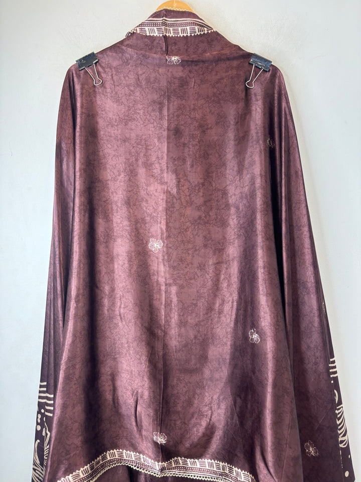 Zaira – Deep Wine Gazi Silk Mirror Foil Print Suit