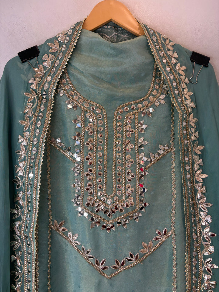 Zoya – Sage Green Tissue Gotta Mirror Work Ensemble