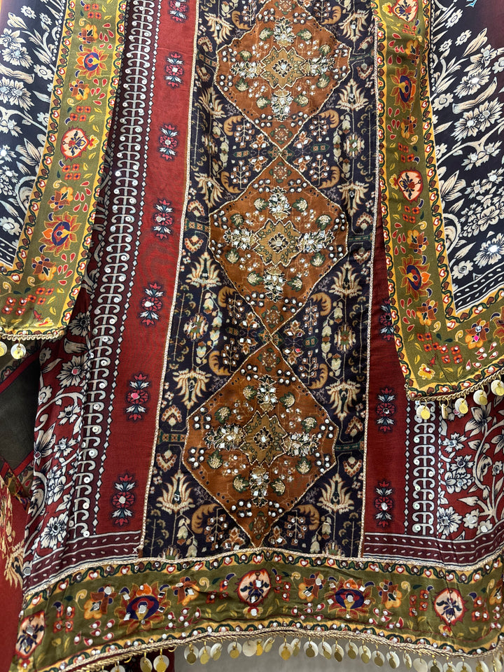 Aira – Crepe Zari Sequin Pearl Mirror Print Suit DBPJJ101