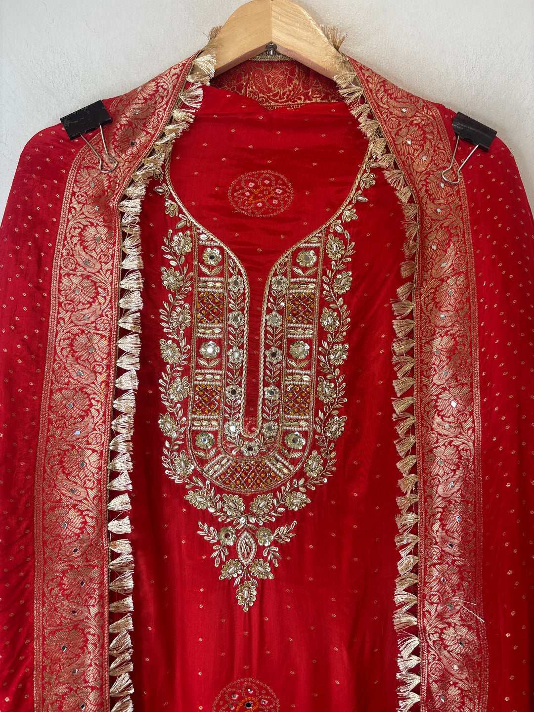 Noor – Orange Silk Banarasi Dabka Mirror Work Suit
