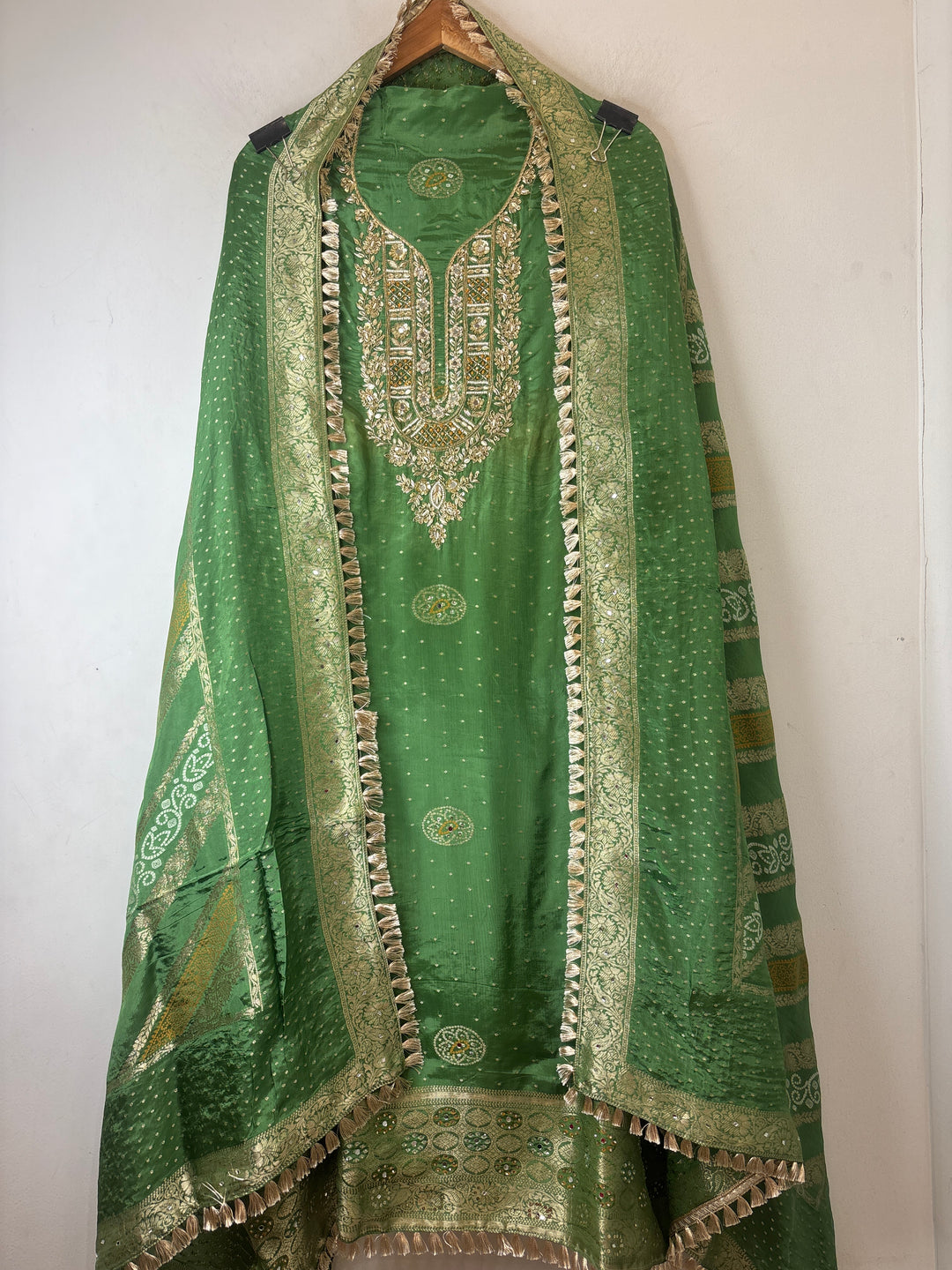 Noor – Green Silk Banarasi Dabka Mirror Work Suit