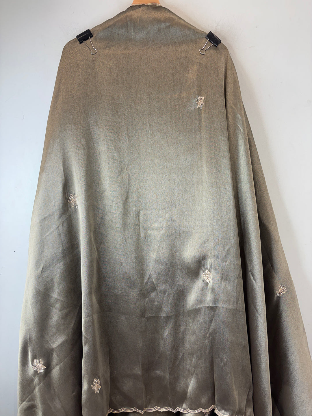 Meher – Greyish Sage Tissue Giraffe Pearl Dabka Suit