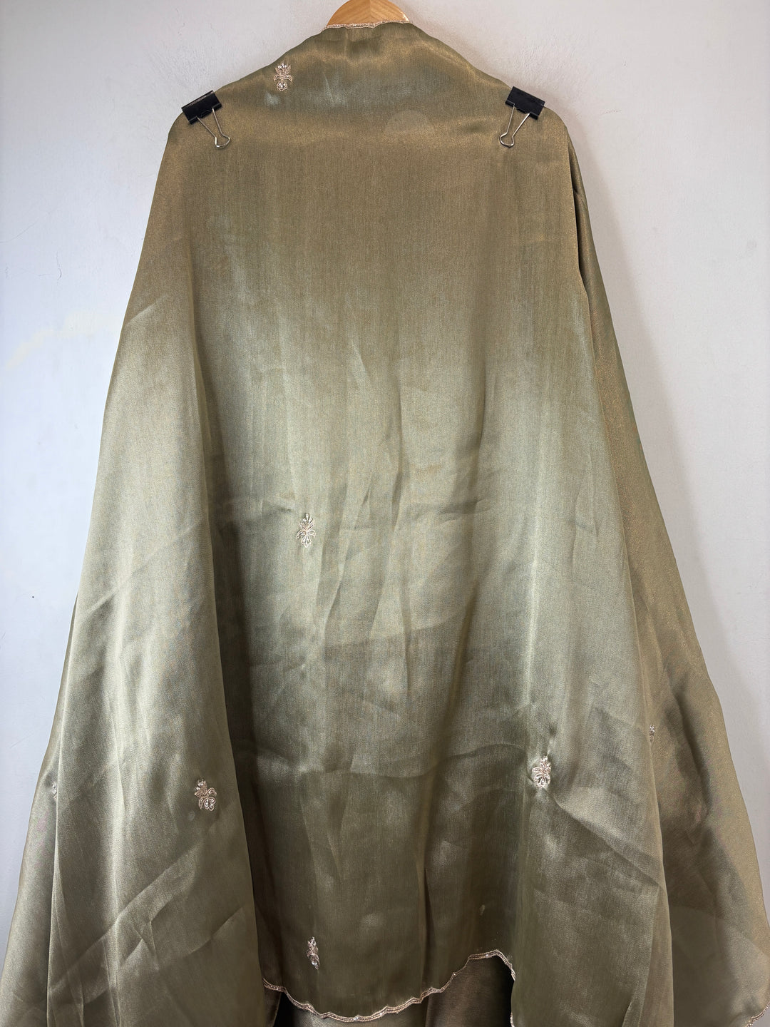 Meher – Sage Green Tissue Giraffe Pearl Dabka Suit