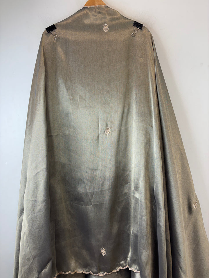 Meher – Steel Grey Tissue Giraffe Pearl Dabka Suit