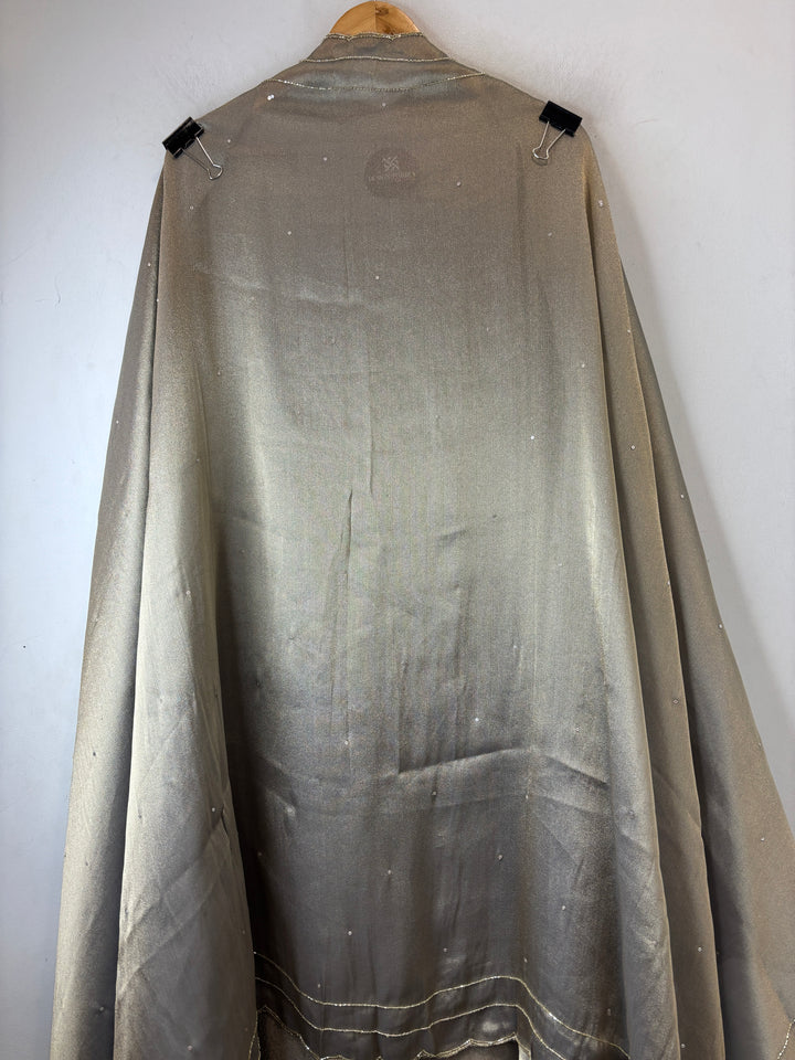 Greyish Olive green Pearl Cutdana Dabka Embellished Cocktail Suit
