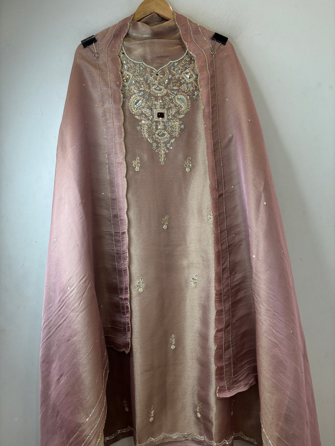 Blush Pink Pearl Cutdana Dabka Embellished Cocktail Suit