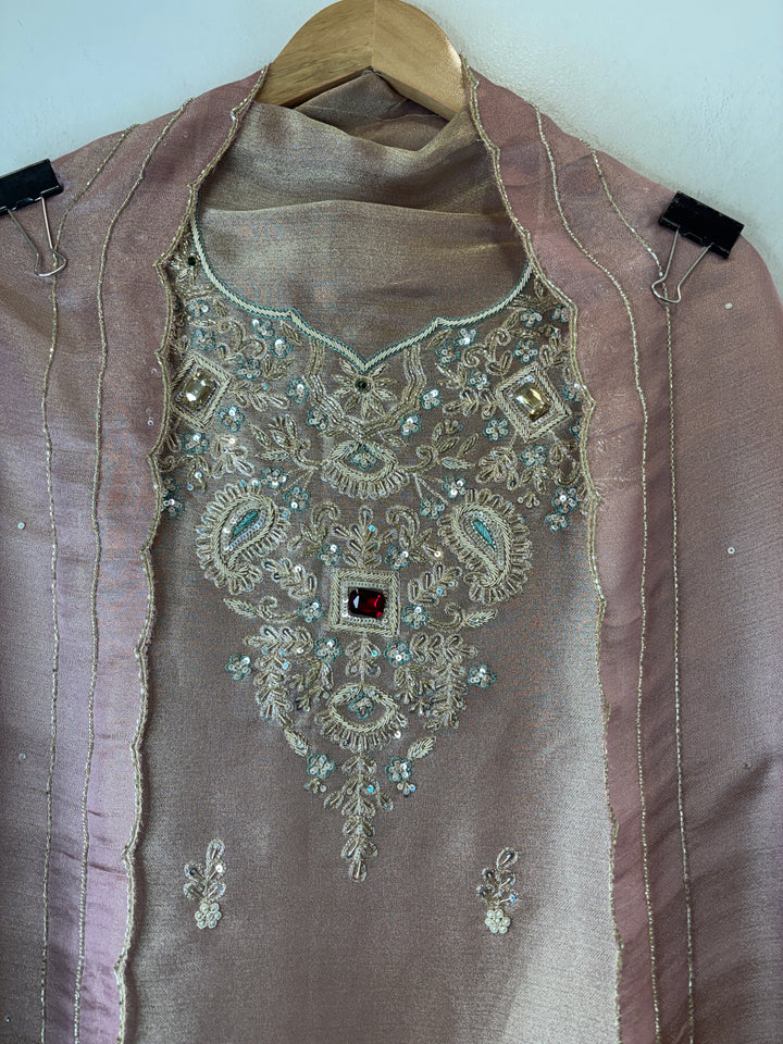 Blush Pink Pearl Cutdana Dabka Embellished Cocktail Suit