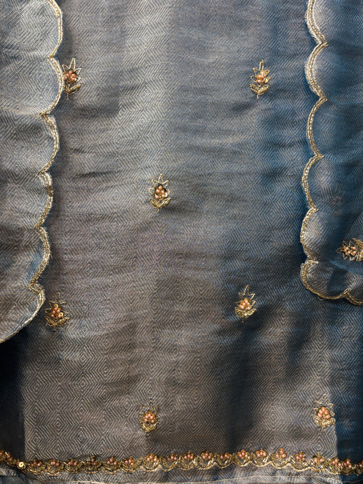 Alaya – Powder Blue Twill Kanjivaram Sequin Dabka Suit