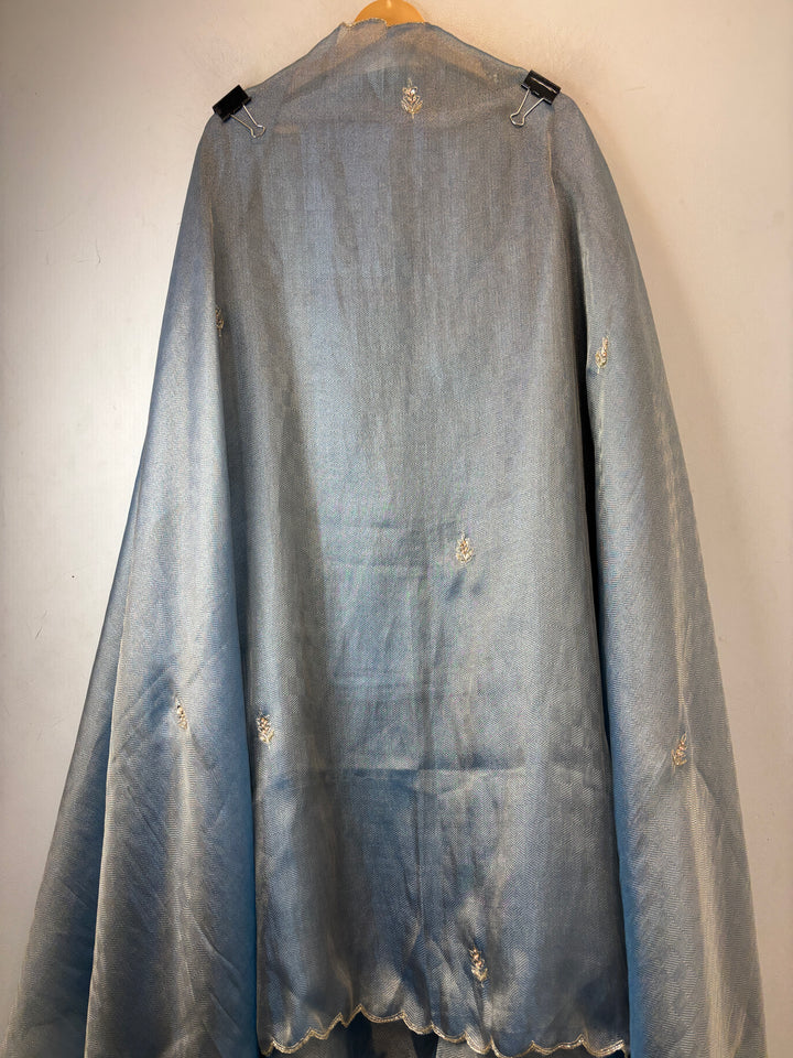 Alaya – Powder Blue Twill Kanjivaram Sequin Dabka Suit