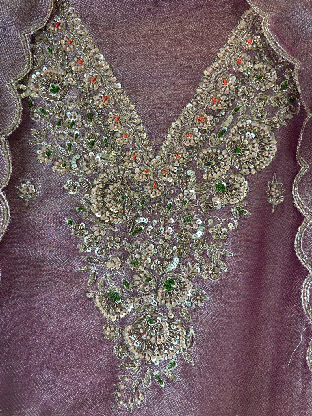 Alaya – Lavender Pink Twill Kanjivaram Sequin Dabka Suit