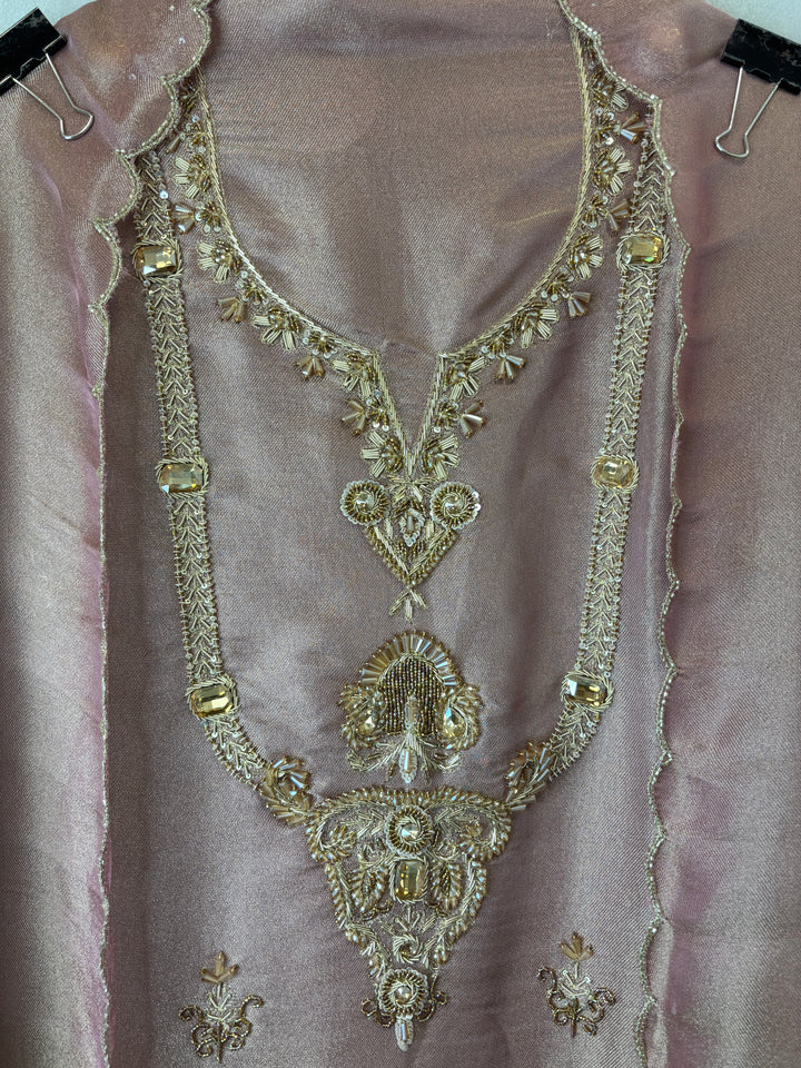 Dusky Rose Cutdana Dabka Pearl Embellished Suit