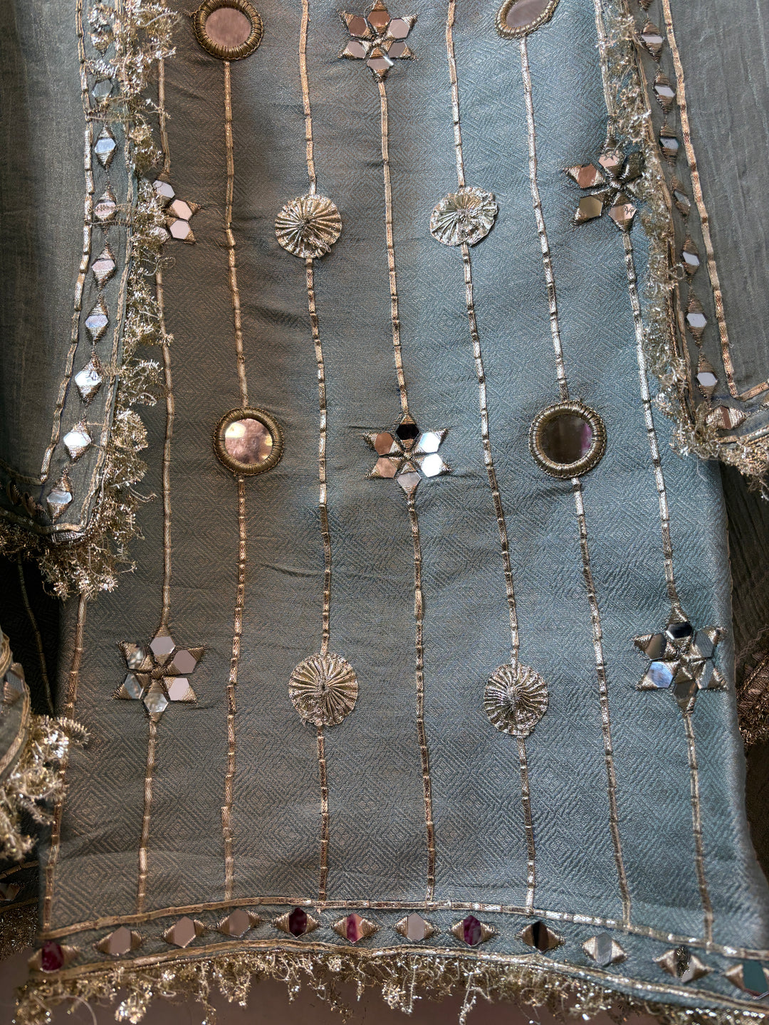 Zoya – Blue Twill Kanjivaram Mirror &amp; Gotta Suit