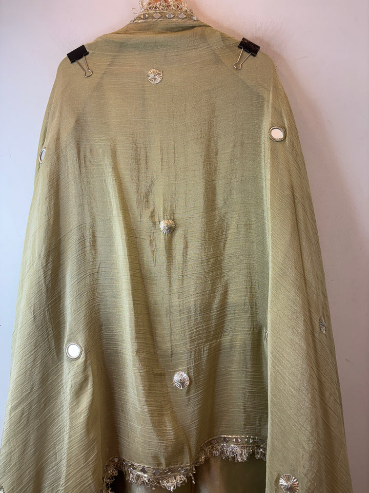 Zoya – Green Twill Kanjivaram Mirror &amp; Gotta Suit