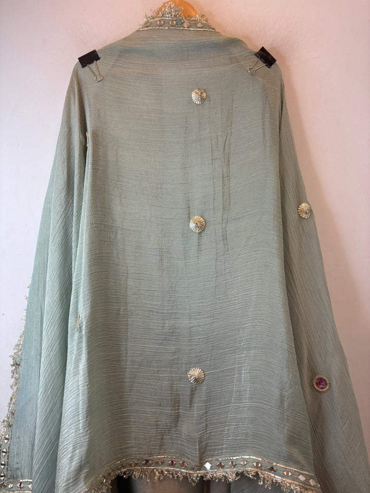 Zoya – Blue Twill Kanjivaram Mirror &amp; Gotta Suit