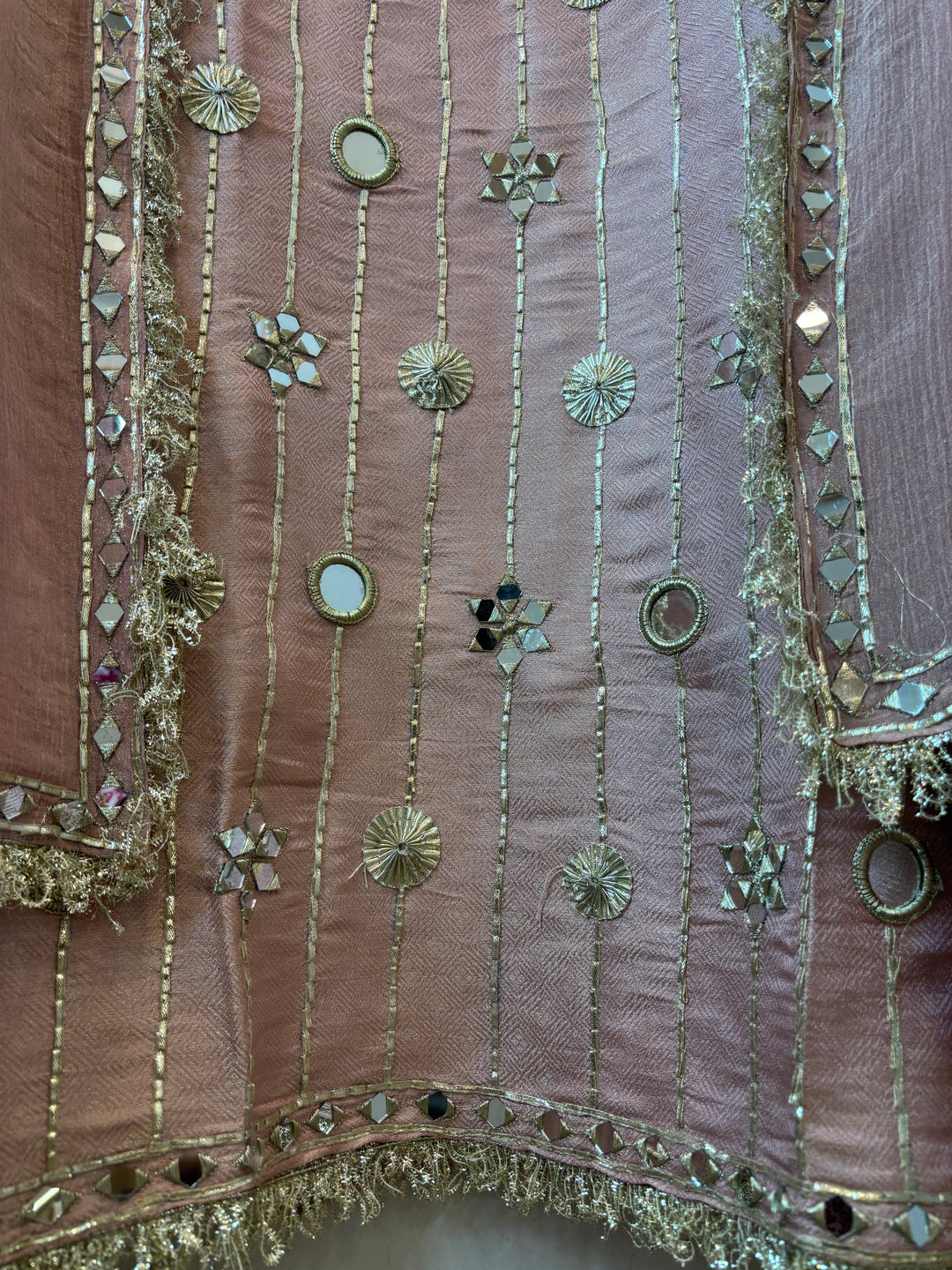 Zoya – Baby Pink Twill Kanjivaram Mirror &amp; Gotta Suit