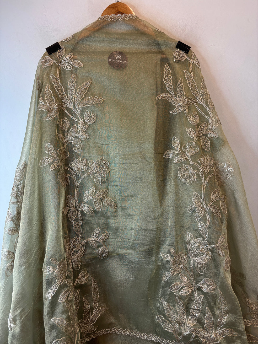 Alaya – Sage Green Crush Tissue Dori &amp; Sequin Suit