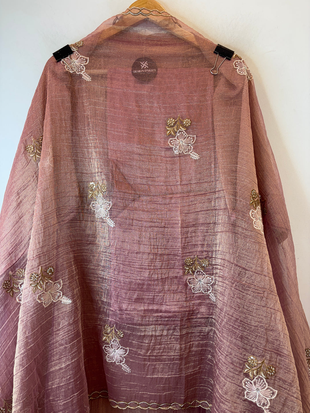 Onion Pink Crush Tissue Thread Embroidery Suit DBPF201