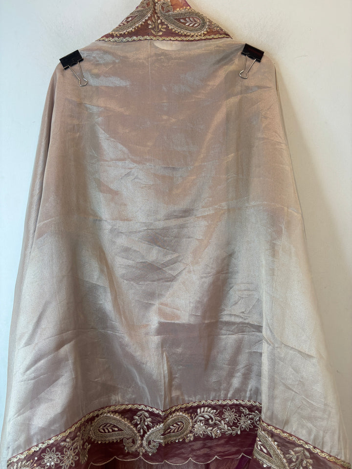 Alaya – Dusty Mauve Crush Tissue Zari Dori Appliqué Suit