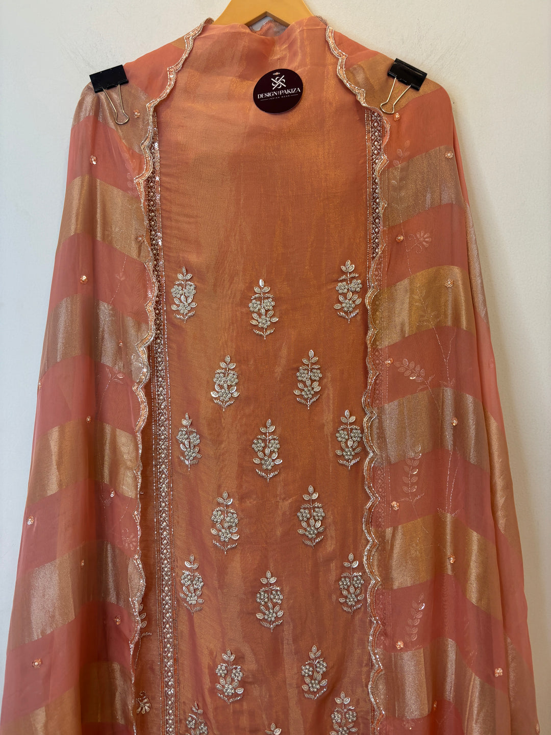 Naaz – Shimmer Tissue Suit with 3D Florals