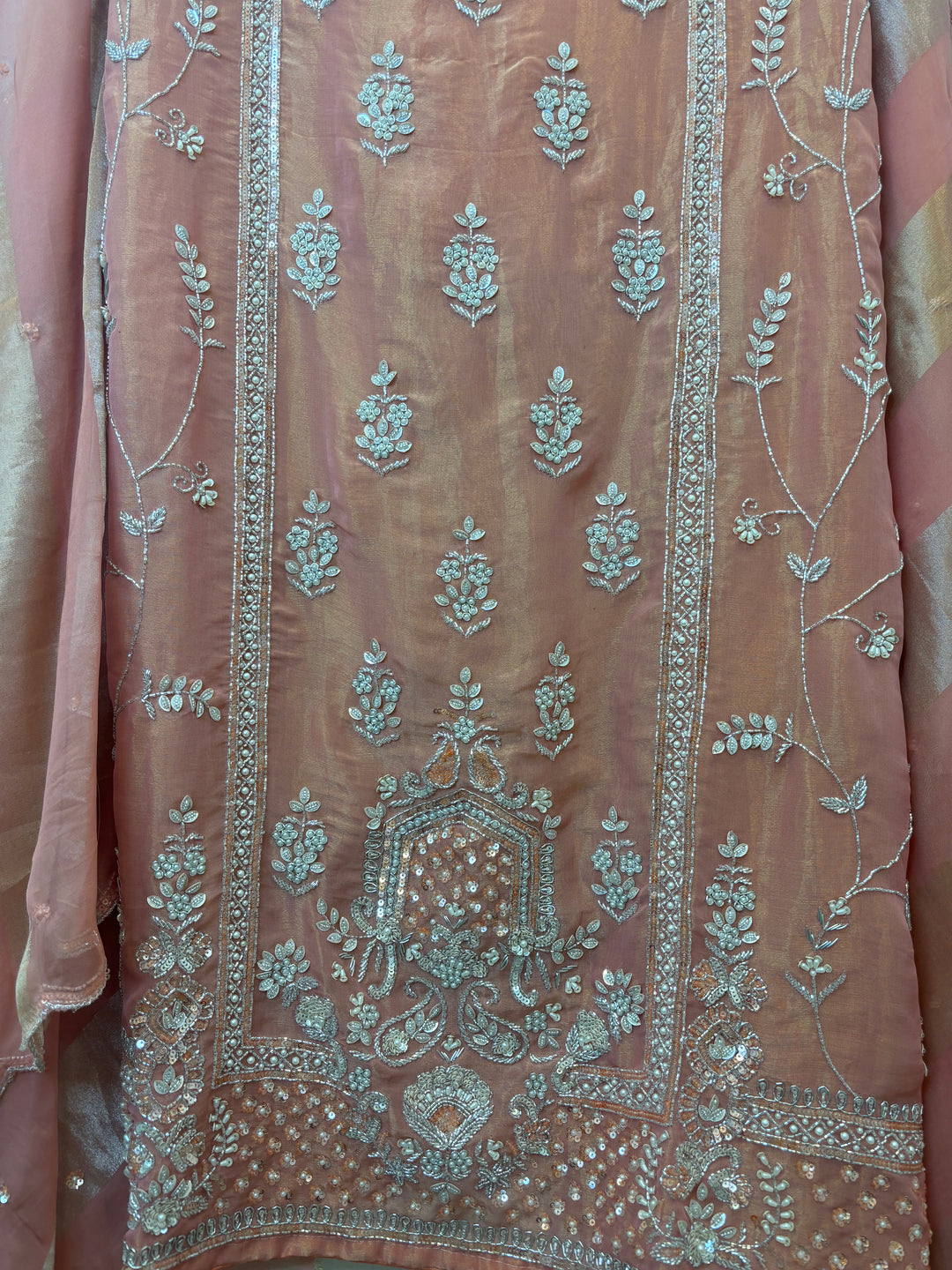 Naaz – Shimmer Tissue Suit with 3D Florals