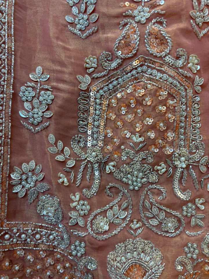 Naaz – Shimmer Tissue Suit with 3D Florals