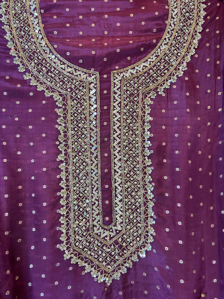 Deep Purple Pure Silk Banarasi Embroidered Ensemble