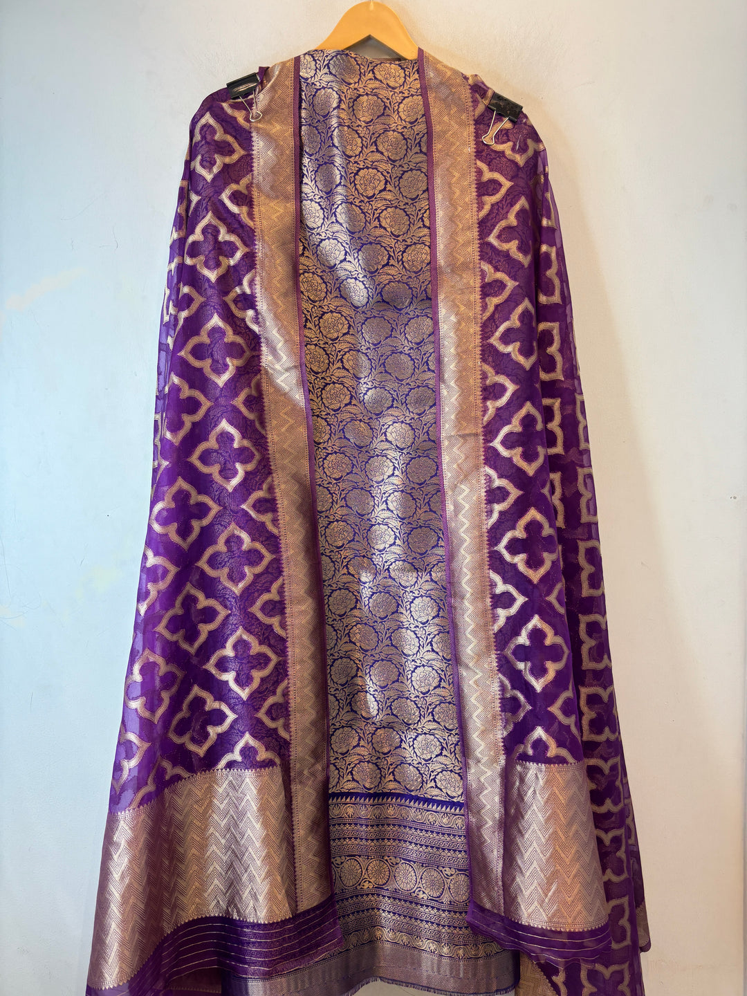 Ruhani – Royal Purple Brocade &amp; Zari Organza Ensemble