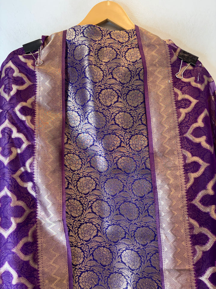 Ruhani – Royal Purple Brocade &amp; Zari Organza Ensemble