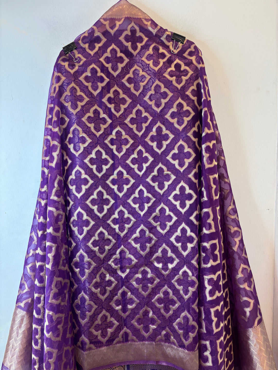 Ruhani – Royal Purple Brocade &amp; Zari Organza Ensemble