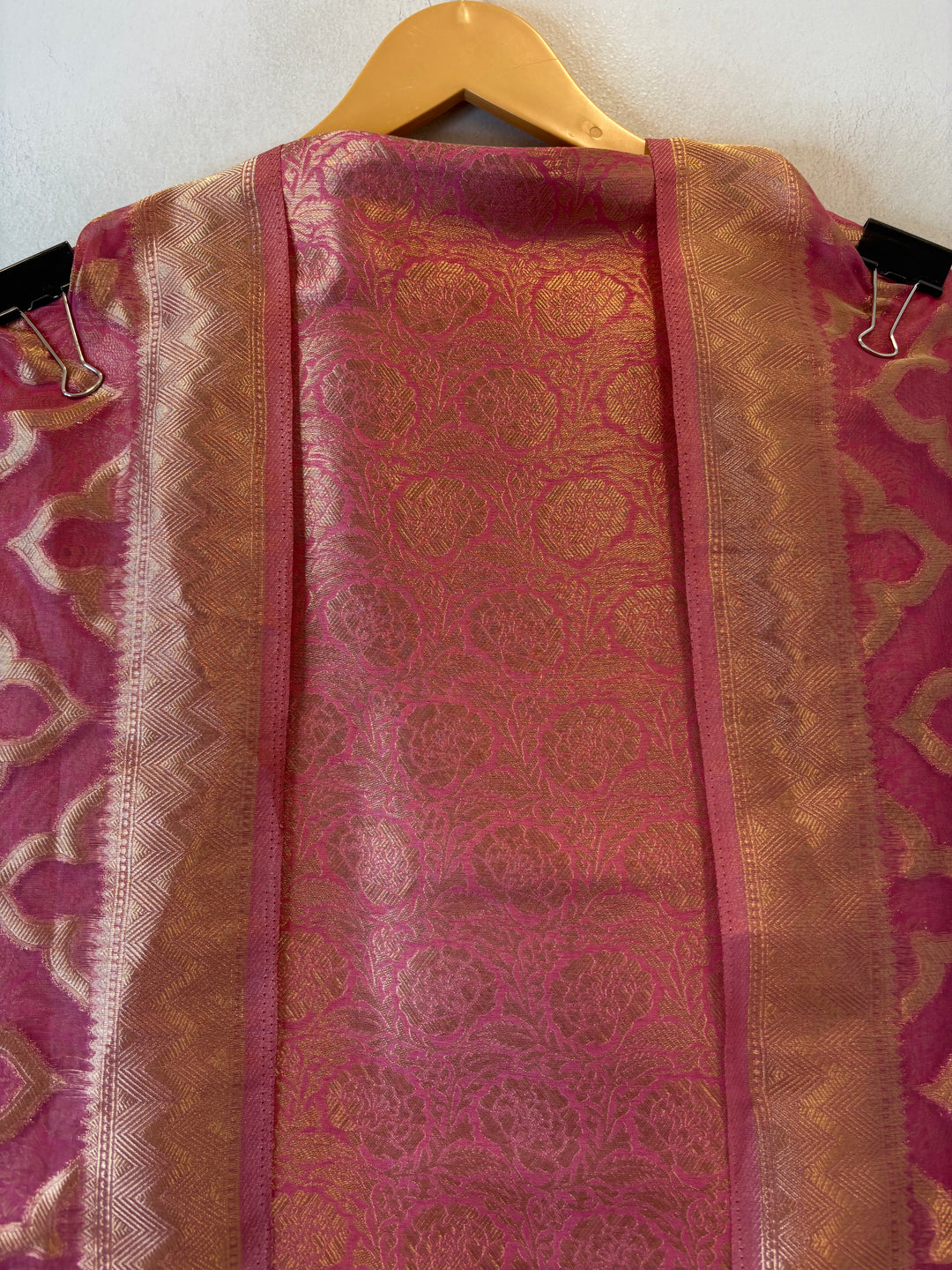 Ruhani – Magenta Pink Brocade &amp; Zari Organza Ensemble