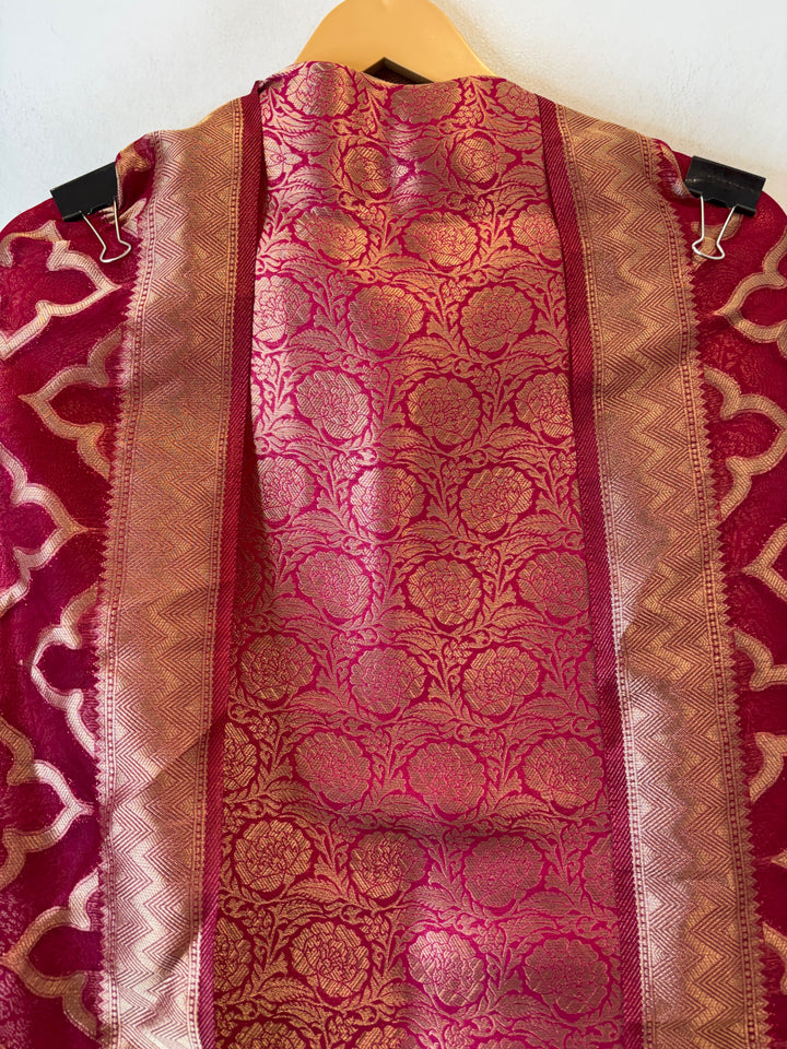 Ruhani – Rani Pink Brocade &amp; Zari Organza Ensemble