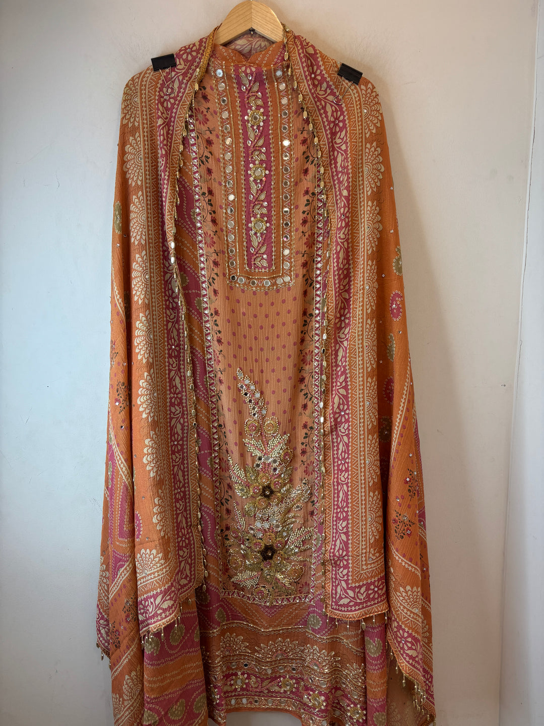 Zehra – Orange Crushed Tissue Handcrafted Suit
