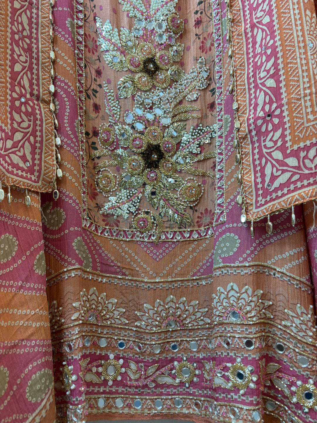 Zehra – Orange Crushed Tissue Handcrafted Suit