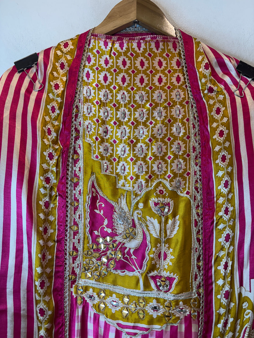 Aariz – Pink Gazi Silk Stripe Handwork Suit DBPC501