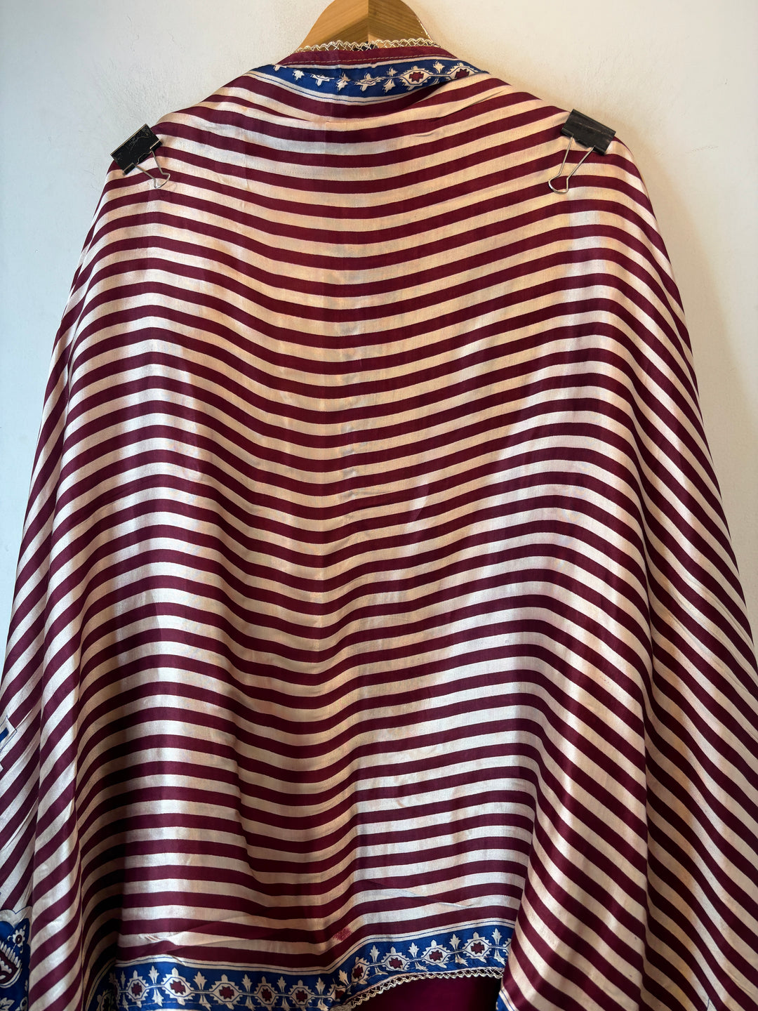 Aariz – Maroon Gazi Silk Stripe Handwork Suit DBPC504